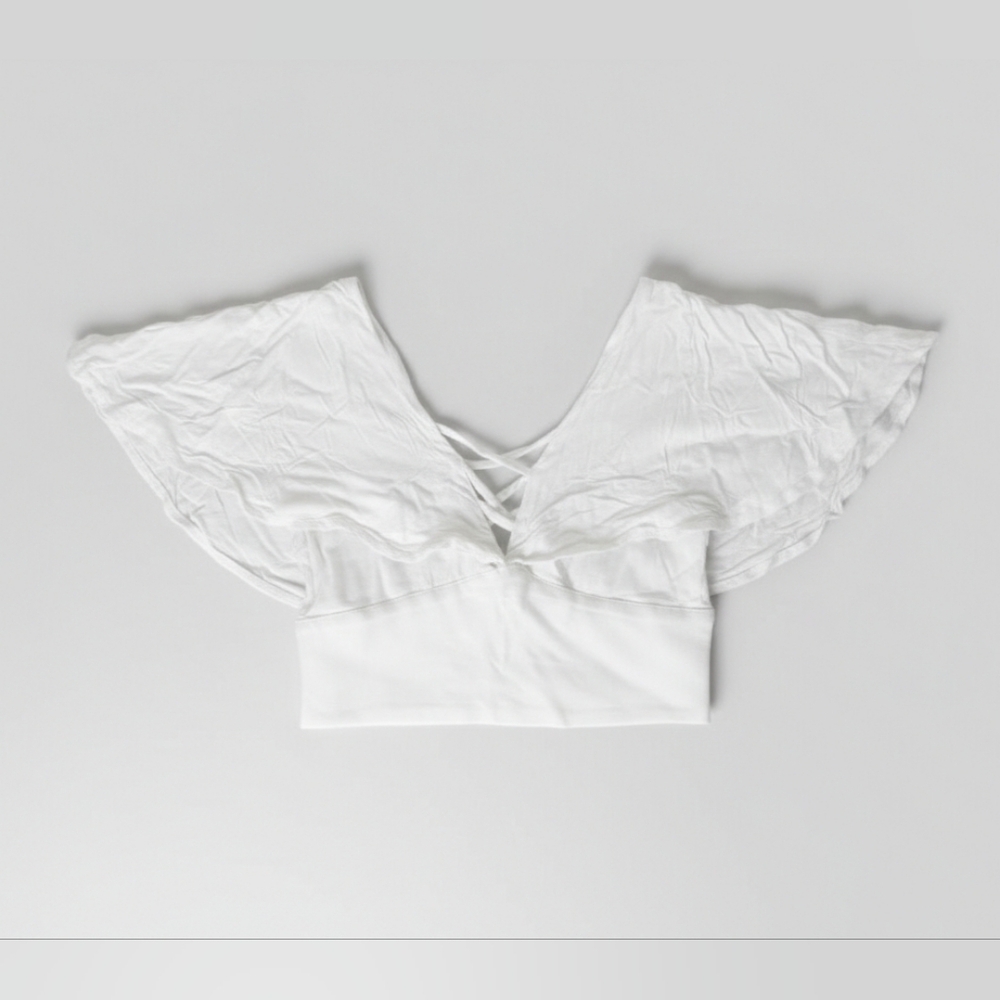 Forever 21 White Flowy Crop-Top